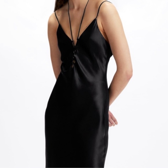 ZARA - BLACK SATIN DRESS - Picture 2 of 10